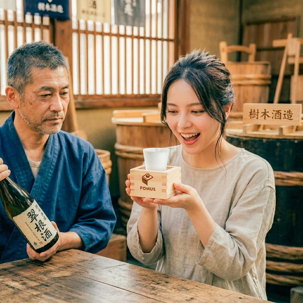 蒸留所でFOMUS枡を楽しむ