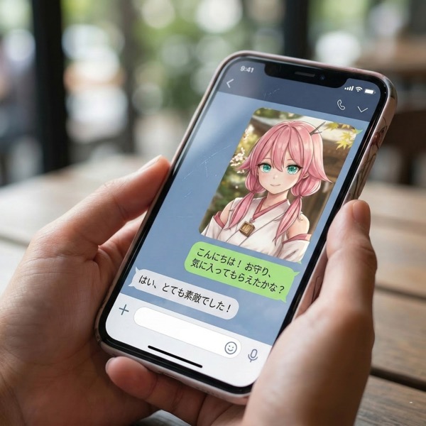 スマホでAIサクラと会話している様子